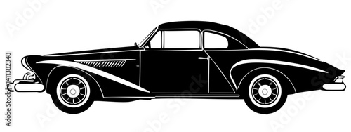 ビンテージな車のベクターによるモノクロームシルエット