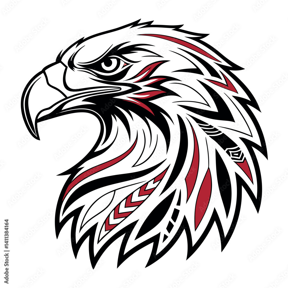 Obraz premium Tribal Eagle Head Vector Illustration