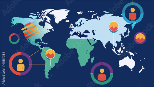 A visually stunning chart showcasing the geographic distribution of different genetic markers across various populations.. Vector illustration