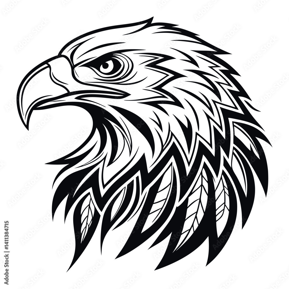 Obraz premium Black and white eagle head illustration