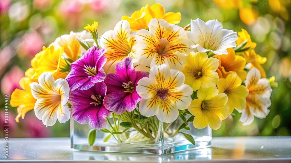 Yellow White Godetia Malva Acrylic Display