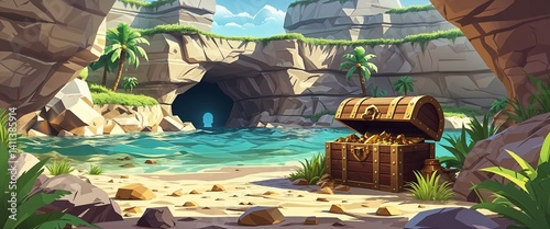 Wallpaper Mural hidden treasure cave beneath the island 3d render scene video game concept background illustration digital artwork Torontodigital.ca