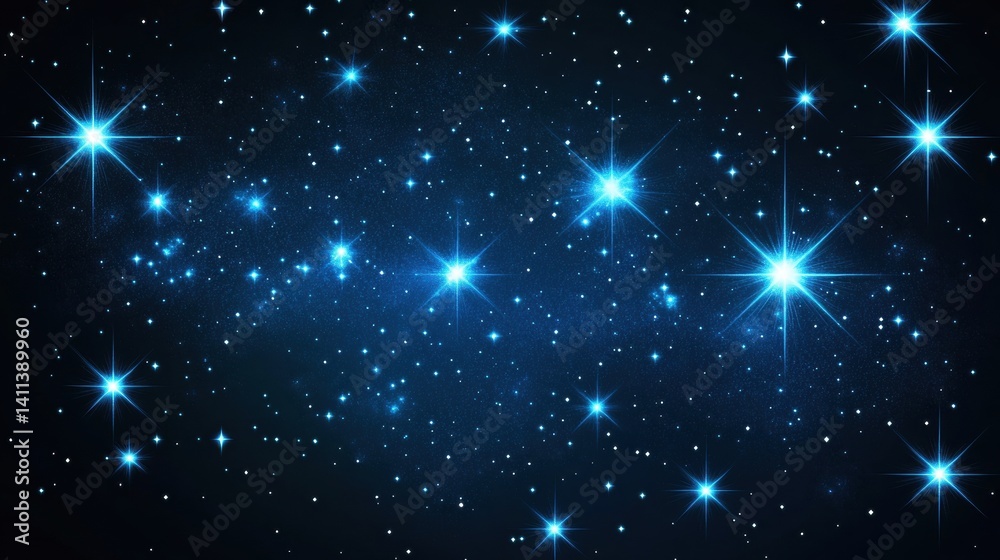 Naklejka premium Brilliant stars shine against a deep, dark sky, evoking a sense of wonder and mystery.