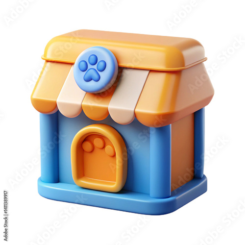 Pet products and accessories store featuring 3D icon isolated on a transparent background