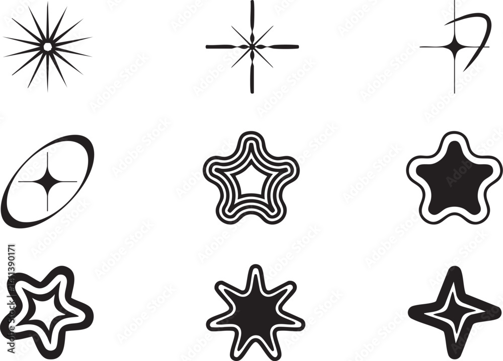Obraz premium Sparkling Starburst Icons Set Design Elements for Projects