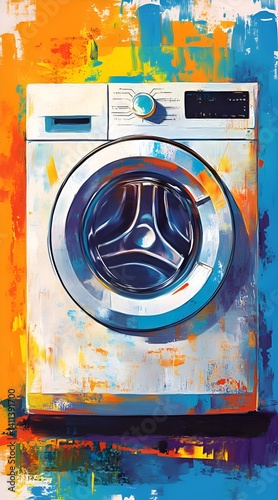 washing machine illustration painting 