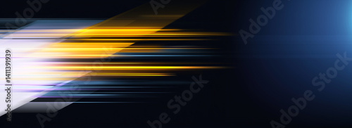 Futuristic Yellow and White Speed Lines on Dark Background