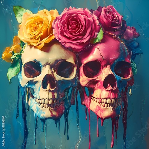 skull with roses