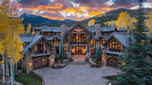 Luxury Mountain Estate at Sunset: Aspen, Colorado