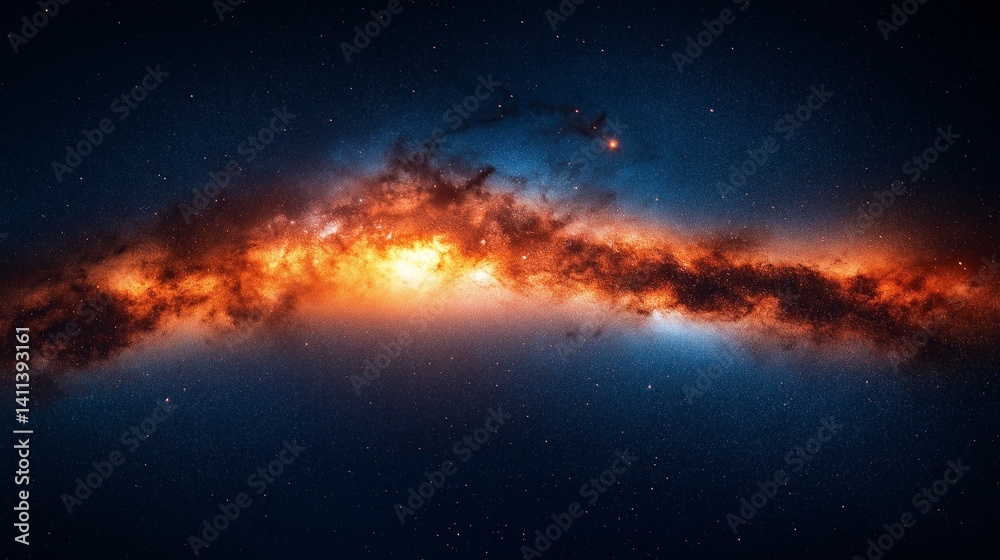 Naklejka premium Bright Milky Way core with surrounding stars in dark space no distractions,generative ai illustration