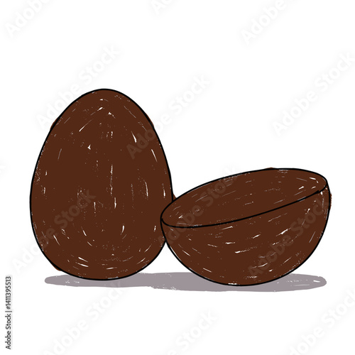 Chocolate eggs illustration on white background