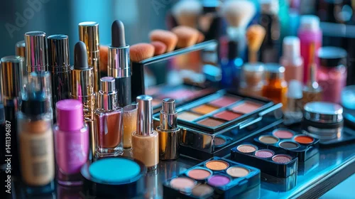 Obraz A table full of makeup and beauty products