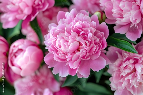 Fototapeta Naklejka Na Ścianę i Meble -  Close-up of beautiful pink peonies in bloom