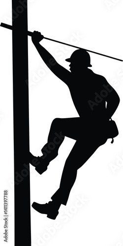 silhouette of a man climbing a rope
