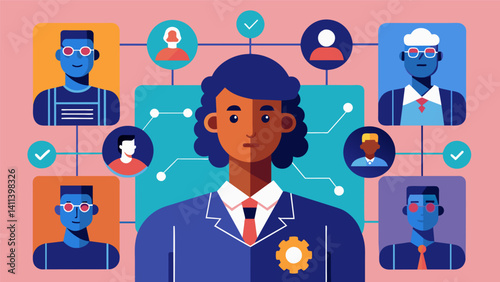 An AIpowered job recruitment platform uses algorithms biased towards certain demographics leading to unequal opportunities and discrimination based on race gender and other. Vector illustration