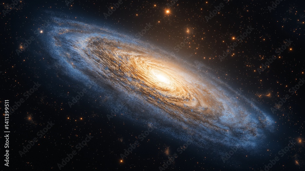 Fototapeta premium Realistic simulation of galactic hurricane surrounded by stars,generative ai illustration