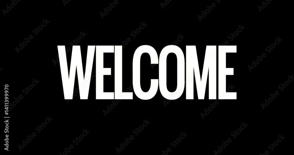 animated welcome with retro effect, 4k video
