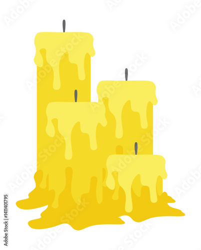 Group of Unlit Candles on Transparent Background.
