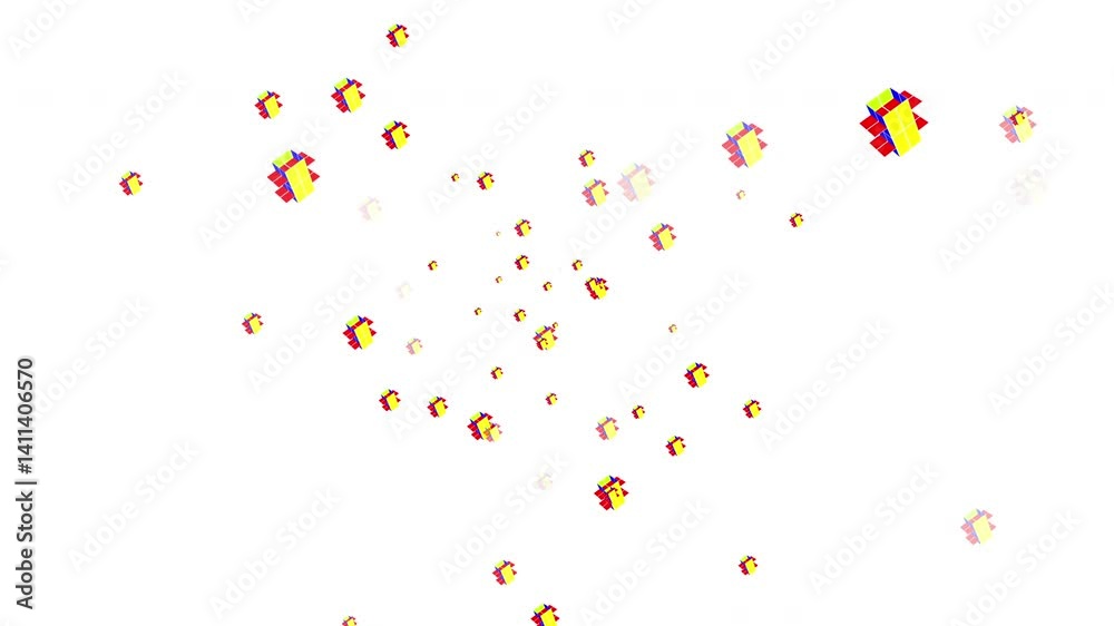 3D animation A futuristic world where colorful rectangles are the center of attention flying against a beautiful white gradient background.
