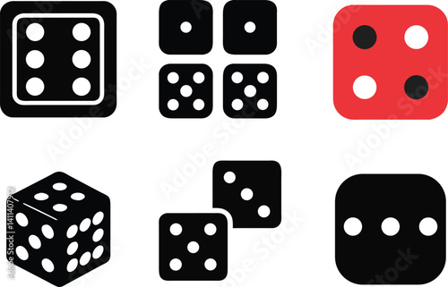 Dice Faces Vector Set – Board Game Icon Pack

