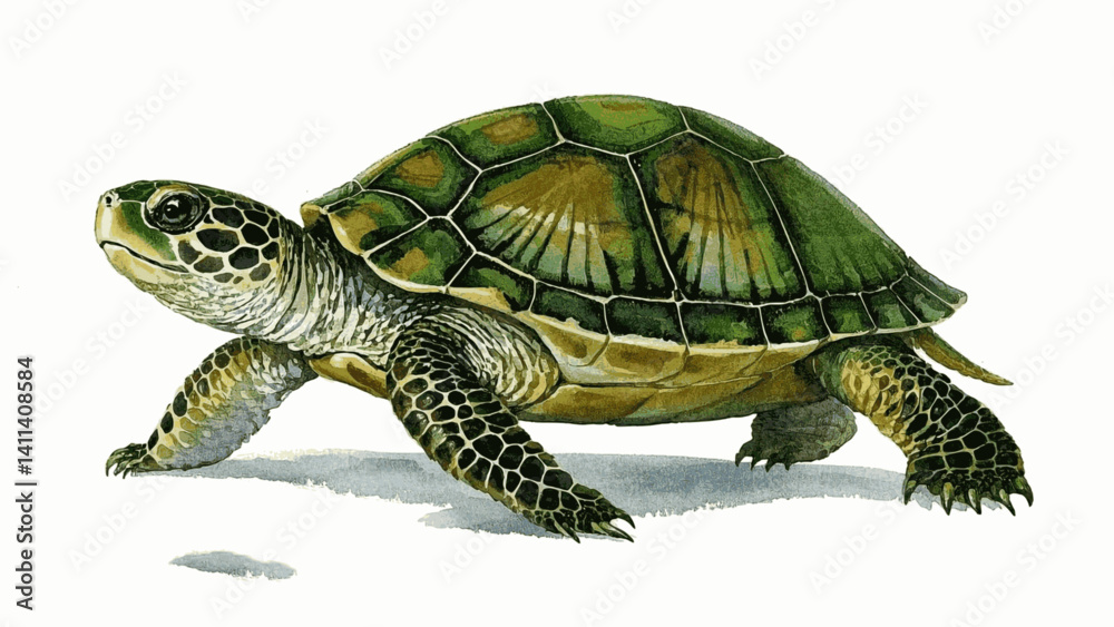 Fototapeta premium Aqua carapace turtle isolated watercolor vector illustration svg