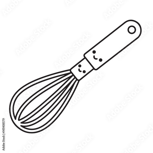 kitchen whisk isolated on white Kitchen icon vector coloring page bold black line art Silhouette