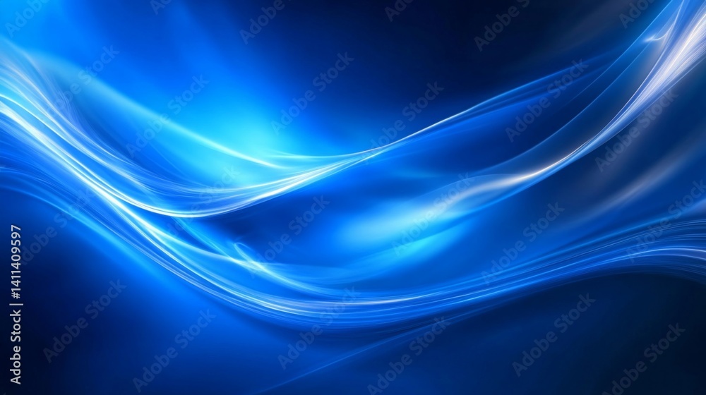 Fototapeta premium Abstract Blue Glowing Wave Background