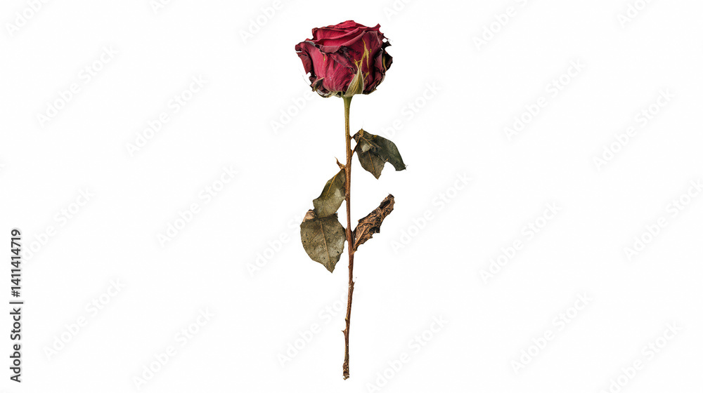 Fototapeta premium a single flower dead stem against a on a transparent background, PNG image, PNG file, Generative art.