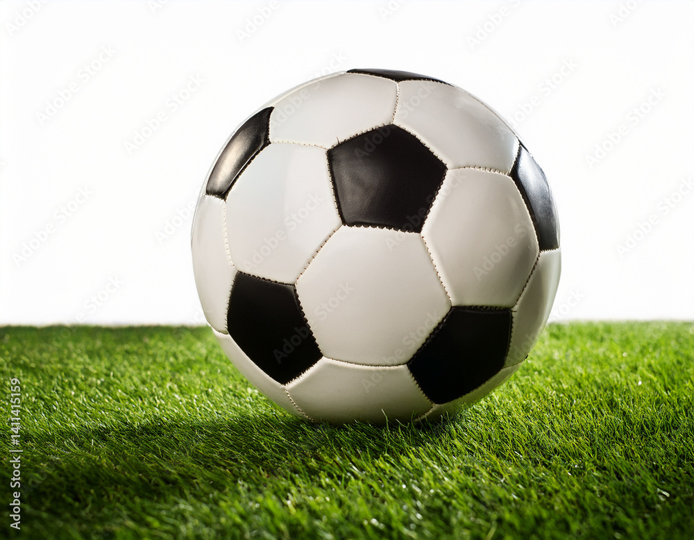 Kick ball on grass, isolated on white background, high quality photo Kick ball on grass, isolated on white background, high quality photo
