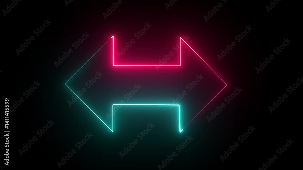 abstract glowing neon arrow icon animation on black background. hd motion graphics video. abstract glowing neon arrow icon animation on black background. hd motion graphics video.