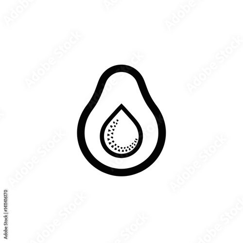 Avocado icon with droplet shape in minimalist style  
