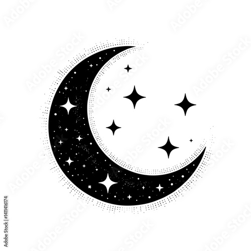 Crescent Moon and Stars Icon