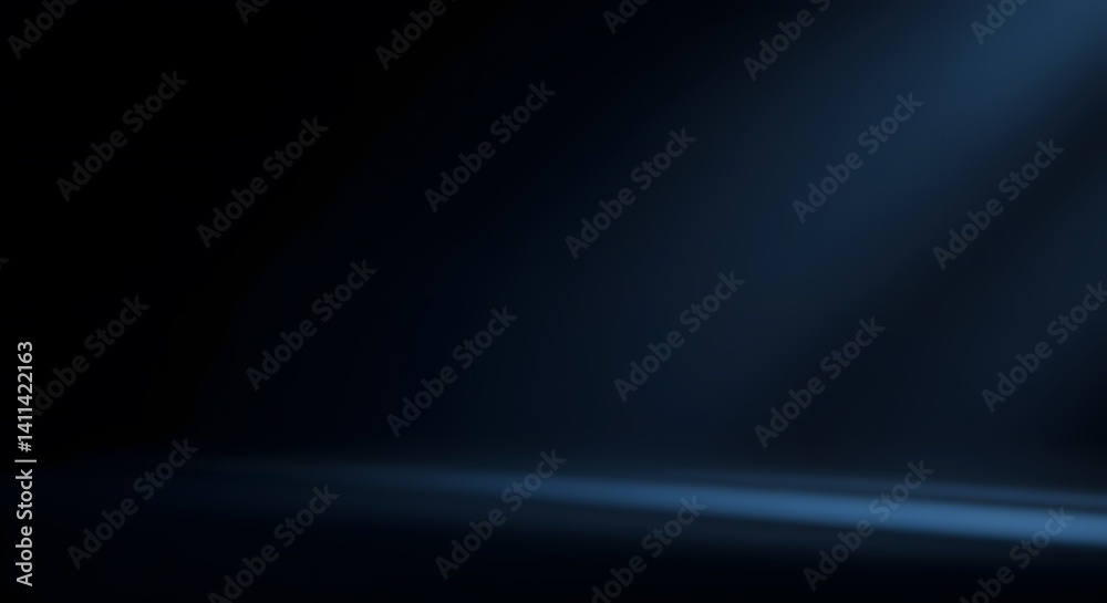subtle light beam, gradient shadows, Diagonal light beam crossing dark background dramatic effect for black friday advertisement, minimalist abstract, moody ambiance, deep black and blue tones,