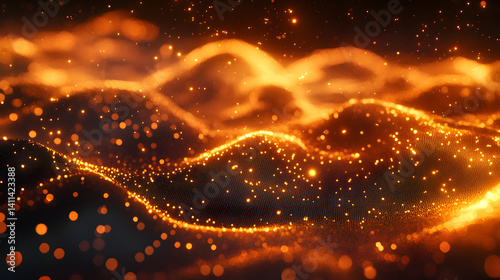 Abstract glowing fire waves background energy particles dynamic motion design