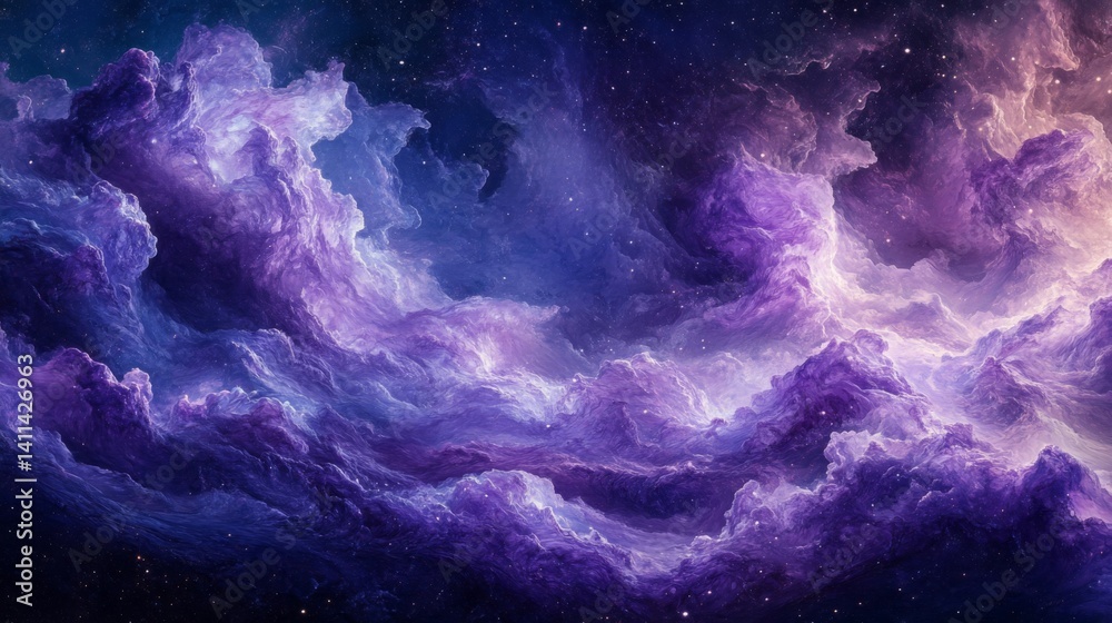 Fototapeta premium Purple and Blue Cosmic Nebula Space Background
