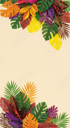 Obraz na płótnie Tropical leaf background with colorful foliage for creative design projects w salonie