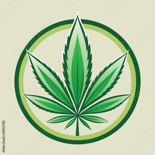 Isolated green cannabis leaf vector, a natural herbal symbol