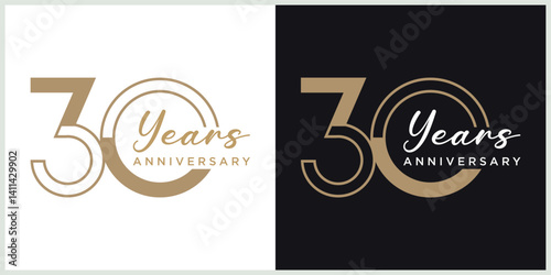 anniversary 30th logotype vector with brown and white color for special celebration day
