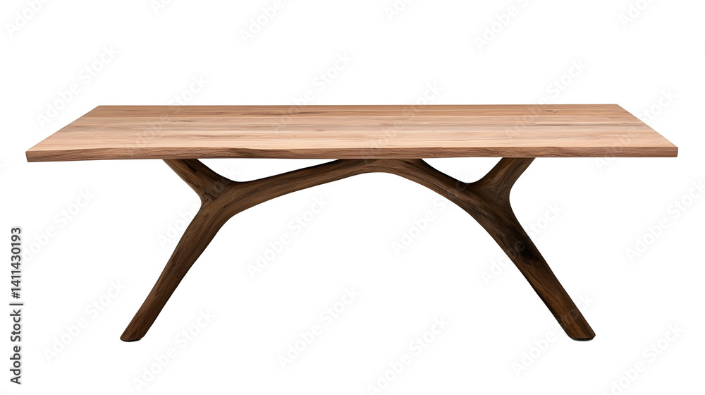 Wooden table with industrial metal legs