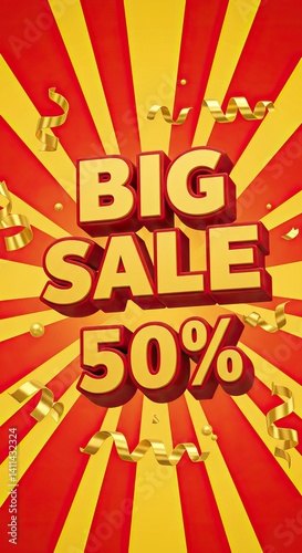 Obraz na płótnie Vibrant big sale design with bold 50 percent discount for marketing campaigns w salonie