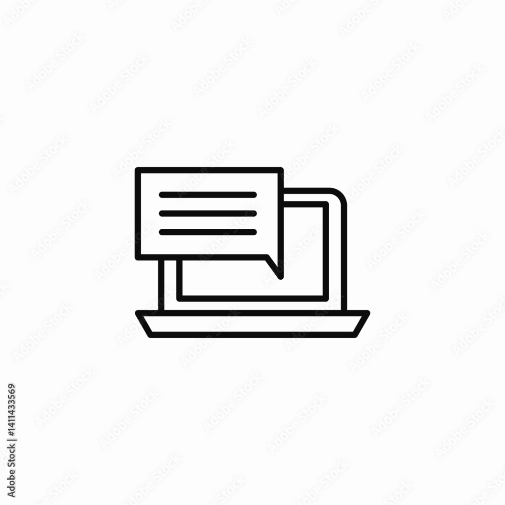 laptop chat icon sign vector laptop chat icon sign vector