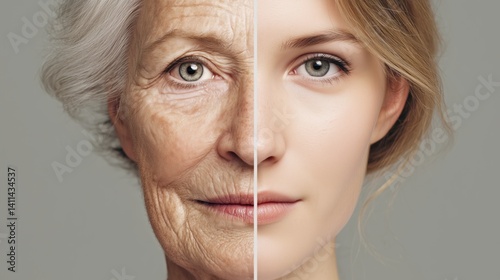 Comparison of skin condition among people of different ages. Retirement. Youth. Aging