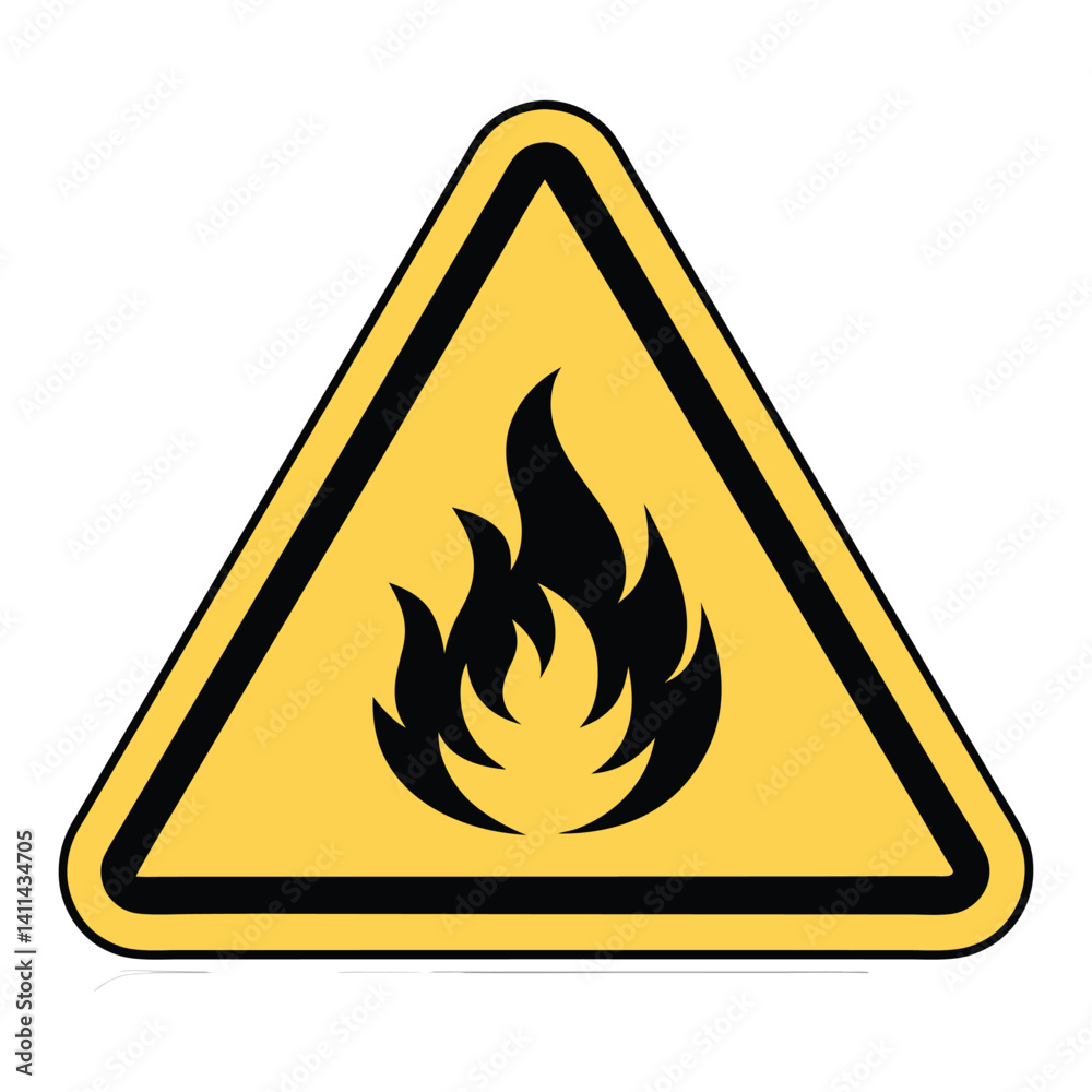 Fire Risk Alert - High-Visibility Yellow and Black Safety Sign for Hazardous Environments Fire Risk Alert - High-Visibility Yellow and Black Safety Sign for Hazardous Environments
