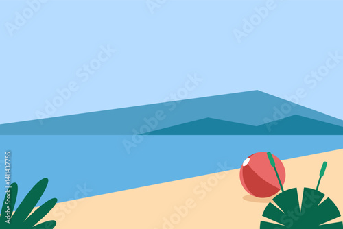 A striking minimalist desert landscape with vast sand dunes and a warm sun. The simple, abstract design uses muted tones to convey calm, timeless beauty and openness.