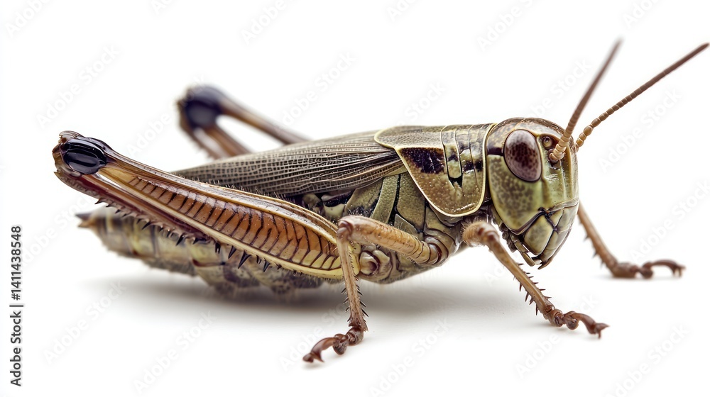 A close up studio shot of a detailed grasshopper A close up studio shot of a detailed grasshopper