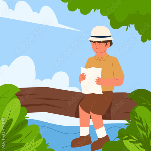 A child reaches out to touch a giant tree, filled with awe and admiration. Nature's grandeur sparks deep emotion.
