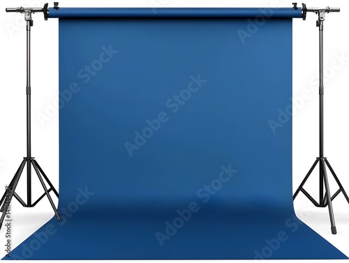 Professional Studio Photography Backdrop: Blue Roll-Up Background on Stands