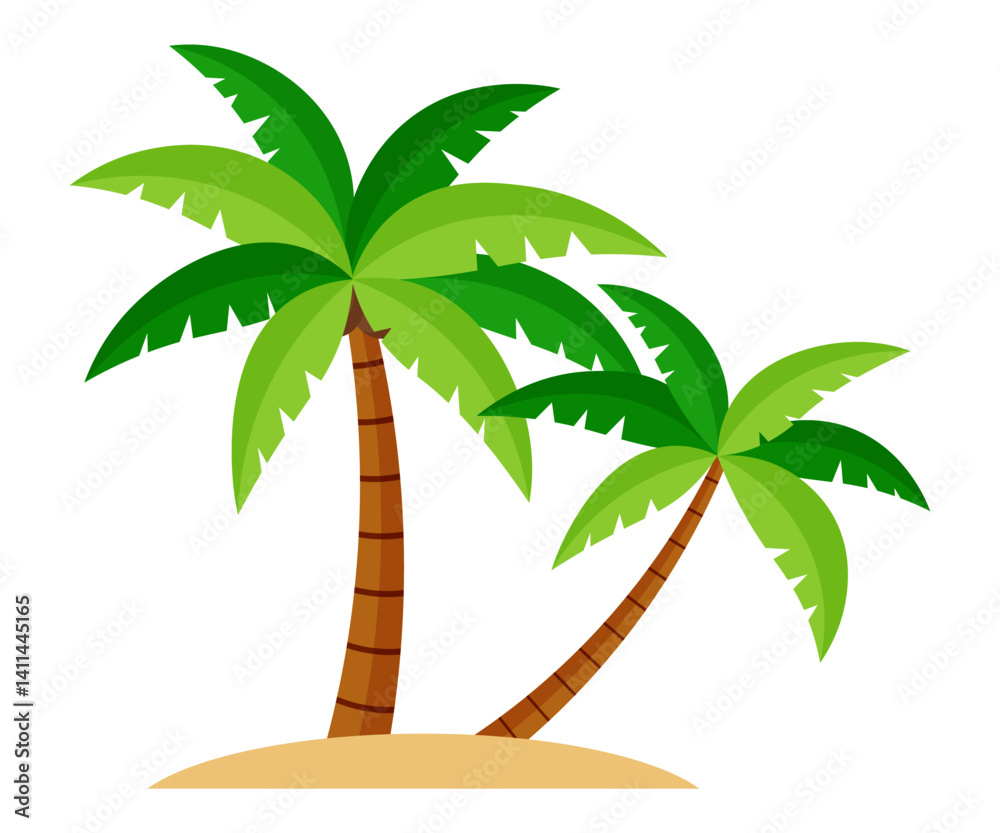 Cartoon summer tropical tree coconut beach island illustration clipart