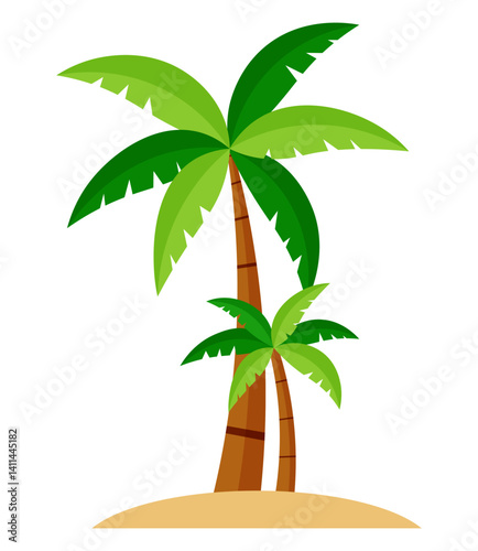 two palm beach coconut tree tropical illustration summer 