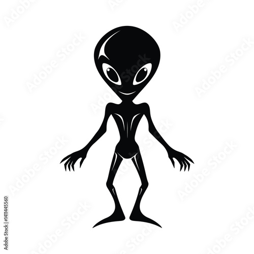Alien silhouette clipart on a white background